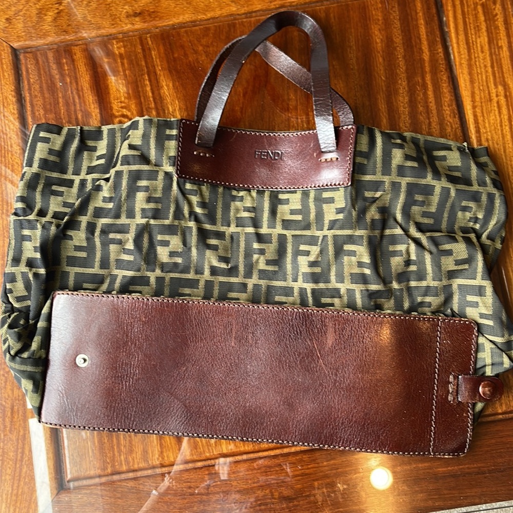 Fendi foldable Zucca pattern shopping tote.